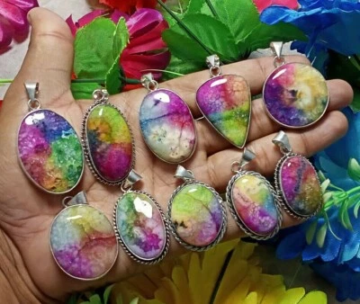 Купить Rainbow Solar кварца драгоценных камней 925 пробы покрытием 10 шт подвески лот - Изображение 1 из 3