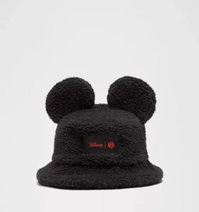 Disney X Lululemon Textured Fleece Bucket Hat Black NWT Mickey ears L/XL - Foto 1 di 6