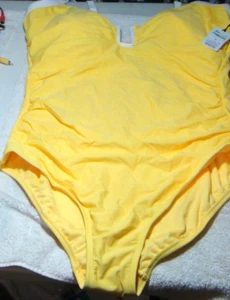 Shade & Shore Women's U-Wire Plunge High Leg One Piece Swimsuit Yellow 24 - Picture 1 of 19