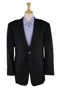 Hickey-Freeman Blazer Black Roman Coin Buttons 2-Btn Wool Jacket 42L - Picture 1 of 9