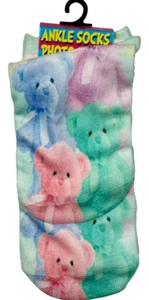 Hollywood Mirror Kid Photo Print Pastel Teddy Ankle Socks 8~10in - Picture 1 of 5