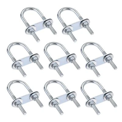 UXCELL 8 Sets Round U-Bolt 25mm Inner Width 70mm Length Steel M6 with Nut Plate Washer