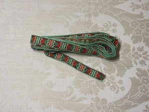 Vintage Retro Azteca Tribal Marrón Rojo Verde Bordado Geométrico Lino Borde 8+yd - Imagen 1 de 4