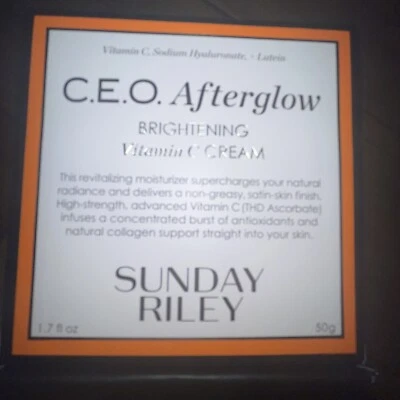 Nuevo y en caja Sunday Riley C.E.O. Crema hidratante iluminadora de vitamina C Afterglow 1,7 oz Foto 1 de 4