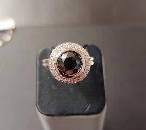 14k white gold custom black and white diamond ring - Picture 1 of 2