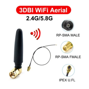 2.4GHz 5.8GHz PC WiFi Pigtail WiFi Antenne Router WLAN Antenne RP-SMA IPEX 3DBI - Photo 1/10