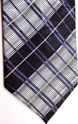 Corbata de hombre Romario Manzini 59" X 4" negra/plateada a cuadros Foto 1 de 3