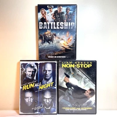BATTLESHIP / RUN ALL NIGHT / NON-STOP (DVD) Liam Neeson - Action Thriller NEW - Image 1 of 4