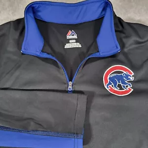 Jersey Chicago Cubs Negro 1/4 Cremallera Manga Larga Majestuoso Para Hombre Mediano Bordado - Imagen 1 de 9