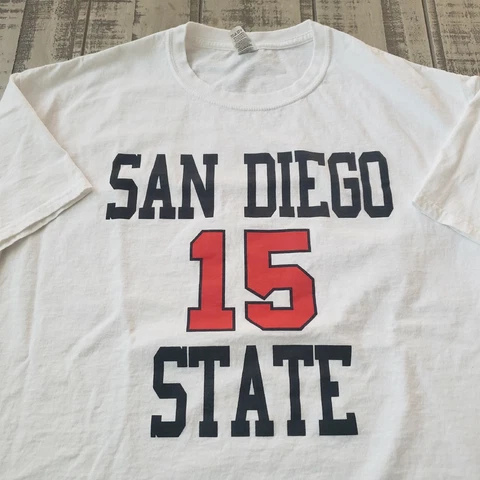 SAN DIEGO STATE AZTECS T Shirt Sz L KAWHI LEONARD JERSEY RETIREMENT Promo #15 Cover
