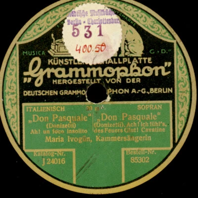 MARIA IVOGÜN -SOPRAN- "Don Pasquale" Ah! un foco insolito  Schellackplatte G4414 - Bild 1 von 2