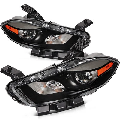 Pair Headlight Assembly For Dodge Dart 2013-2016 Black Housing Foto 1 de 4