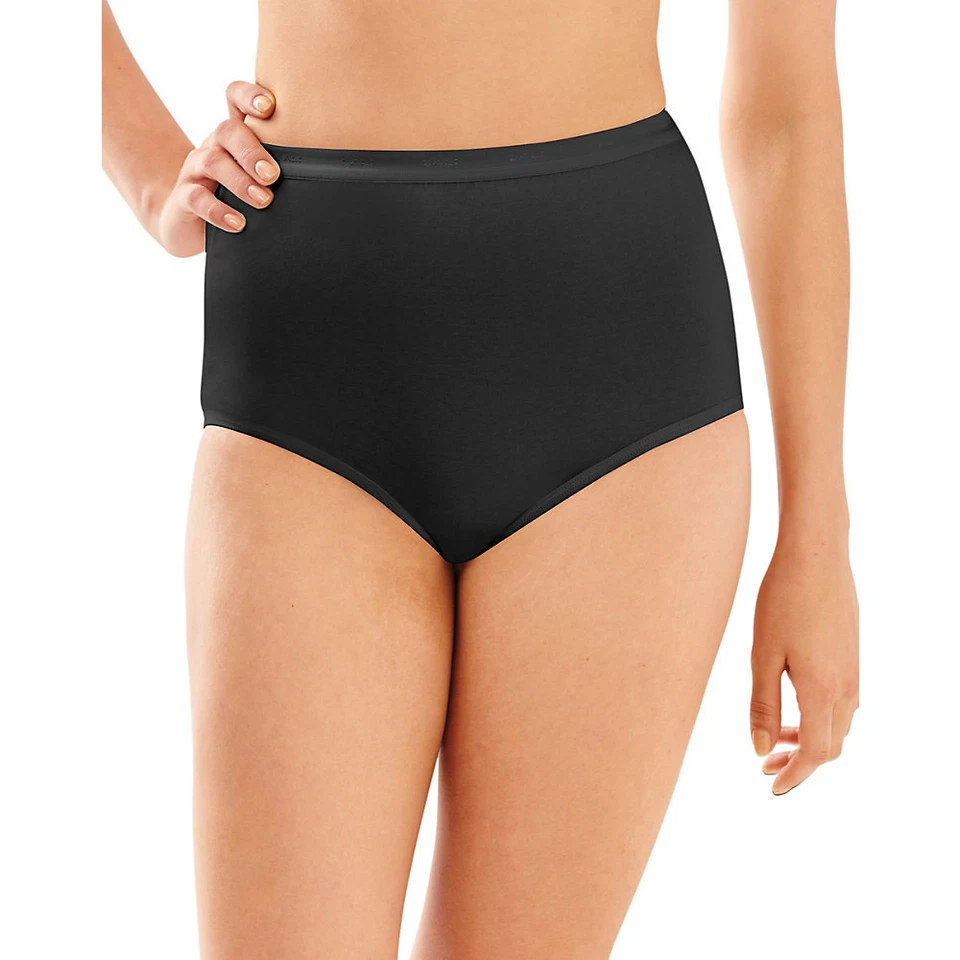 Bali Full Coverage Cut Brief Panties Underwear Black Size 9 2xl 2324