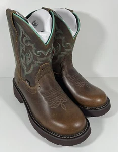 Stivali Justin Boots donna GY9903 Gemma 8" pelle marrone cioccolato nuovi con scatola taglia 8,5 B - Foto 1 di 11