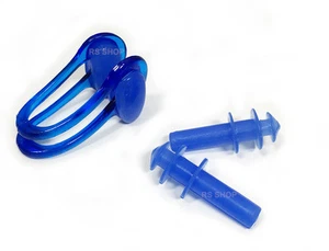 Juego de tapones para los oídos y clip para la nariz estuche para nadar piscina de agua mar verano submarino nuevo - Imagen 1 de 3