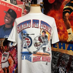 Vintage 1998 Cardinals vs Cubs MLB Homerun Tee Sosa McGwire USA Sz Large - Picture 1 of 6