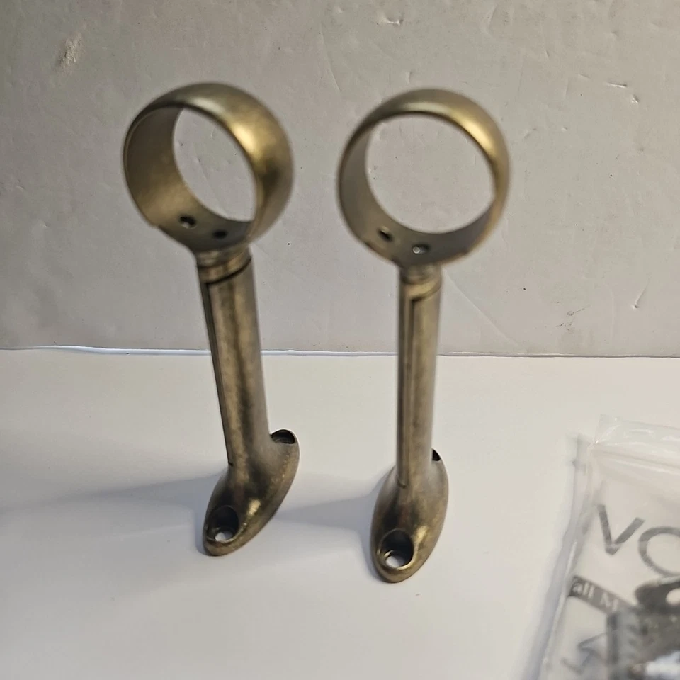 Soporte de barra de cortina universal Levolor hasta 1" varillas redondas montaje en 3 vías latón 2ct Foto 1 de 4