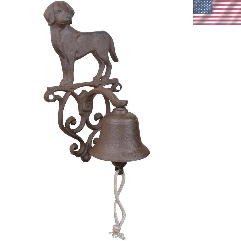 Antique Brown Cast Iron Dog Doorbell with Scrollwork - Perfect for Home Entry - Image 1 of 2