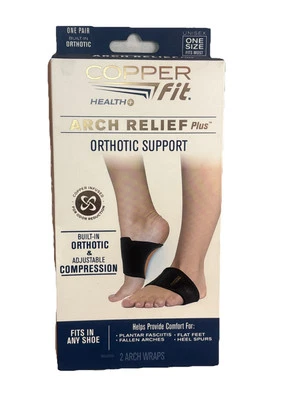 Copper Fit Health Unisex Arch Relief Plus with Built-In Orthotic Support - Black - Image 1 of 3