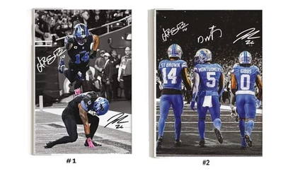 Amon-Ra St Brown Poster, Jahmyr Gibbs Poster, Signed Football Poster