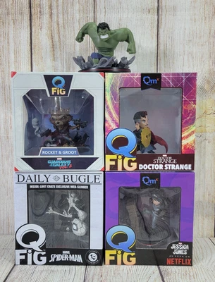 Q-Fig Lot Rocket Groot Spider-Man Hulk Jessica Jones Doctor Strange - Image 1 of 4