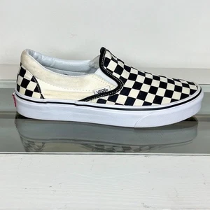 Zapatilla deportiva Vans para mujer talla 8 clásica a cuadros sin cordones negra y blanca - Imagen 1 de 10
