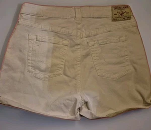 TRUE RELIGION JENNIE CURVY WOMENS WHITE MiD RISE DENIM SHORTS SIZE 32 - Picture 1 of 9