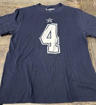 Camisa Dallas Cowboys Para Hombre Grande Azul Dak Prescott #4 NFL Fútbol Manga Corta Foto 1 de 4