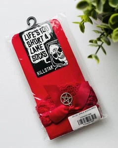 KillStar Red Lace Trim Ankle Socks with Star Charm, 1 Pair NWT - Picture 1 of 3