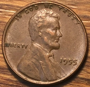 1955 Lincoln Wheat Cent Poor Man's Doubled Die Deterioration Double 5 - Bild 1 von 3