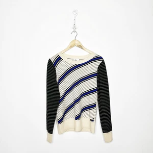 MILLY Dakota Pullover Polka Dot Stripe Ivory Pointelle Pulli Merinowolle L - Bild 1 von 5