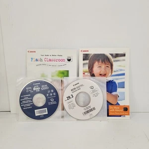 Canon Flash & Macro Books + EOS Digital Solution Desk & Rebel T5 Manual Discs - Picture 1 of 7