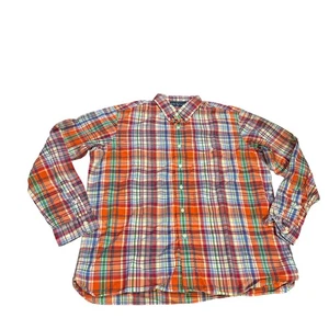 Ralph Lauren Plaid Shirt Long Sleeve Orange Multi Menswear Cotton XL - Picture 1 of 9