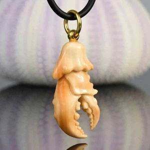 Elegante ciondolo artiglio granchio conchiglia albicocca e vermeil oro su argento sterling 4,82 g - Foto 1 di 15