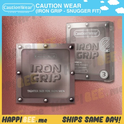 Caution Wear IRON GRIP Condom🍯Small Men's Latex Lubricated Ultra Thin Snug Grip - Image 1 of 4