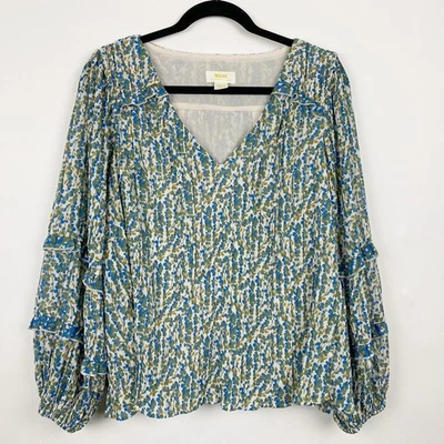 Blusa Campesina Maeve Anthropologie Avery Plisada Mujer M Floral Cuello en V Boho Foto 1 de 4