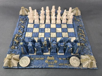 Vintage Aztec & Conquistador Stone Composite 13" Ziggurat Chess Board Set - Image 1 of 4