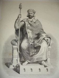 MOYEN AGE / GRAVURE 1840 / HUGUES CAPET - Imagen 1 de 1