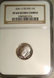 2001-S Silver Proof Roosevelt Dime NGC PF69 Ultra Cameo PR69