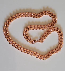 Pure Copper Cuban Link Curb 24" Necklace Heavy 12mm Solid Statement Chain - Picture 1 of 6