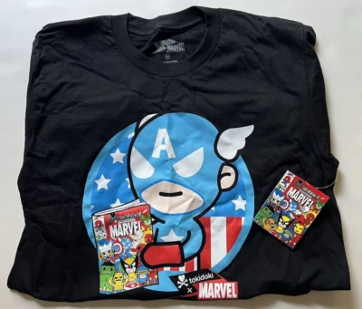 CAMISETA TOKIDOKI MARVEL CAPITÁN AMERICA NEGRA HOMBRE MEDIANA NUEVA CON ETIQUETA NUNCA USADA Foto 1 de 3