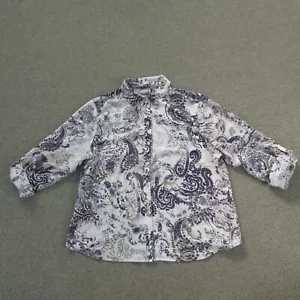Camisa Chico's para mujer 3 EE. UU. 16 Off White púrpura geométrica manga larga abotonada - Imagen 1 de 18