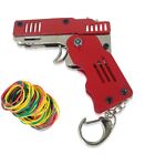 Red Rubber Band Gun Mini Metal Folding 6-Shot with Rubber Band 100 