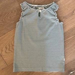 Olive Juice Green & White Striped Sleeveless Shirt w/ Button & Ruffles, Girls M - Picture 1 of 5