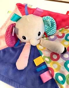 Elephant Taggies Bright Starts Security Blanket Lovey multi color Tags and patch - Picture 1 of 5