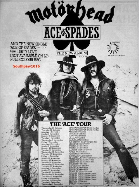 1980 Motorhead "Ace Of Spades" Album Release Music Industry Promo Reprint Ad - Image 1 of 1