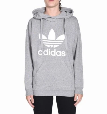 Adidas TREFOIL HOODIE Gris Jaspeado Blanco Logo Pullover (D) Sudadera Junior Foto 1 de 4
