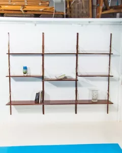 Danish Shelving System Bookcase In Teak & Brass, Mid Century Vintage 1950’s - Picture 1 of 8