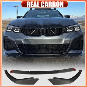 DIVISOR DE LABIOS PARACHOQUES DELANTERO FIBRA DE CARBONO REAL APTO PARA BMW G20 M340i 330i 2019-2022 - Imagen 1 de 15