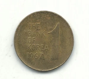 HIGH GRADE AU/UNC 1967 SOUTH KOREA 1 WON COIN-SEP461 - Picture 1 of 2